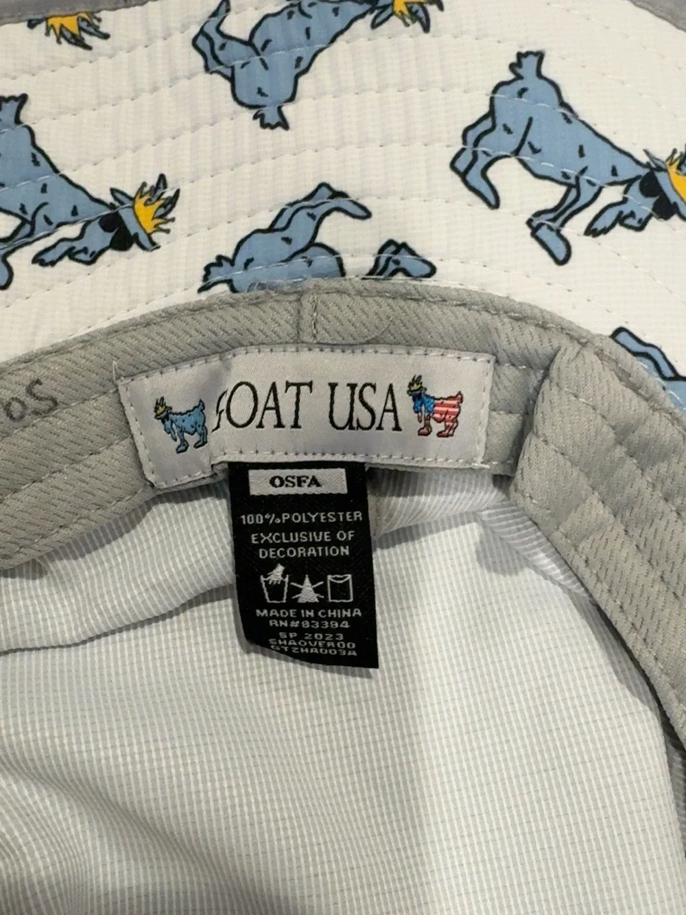 GOAT USA Gray Boonie Bucket Hat OSFA Goat Logo